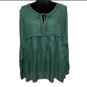 Haute Hippie ☮️ emerald green 🌼BOHO blouse